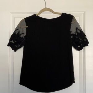 Elegant Black Lace Sleeve Top